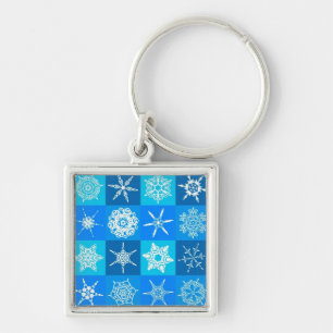 Blue Snowflakes Pattern Keychain