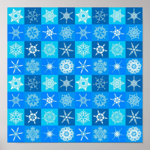 Blue Snowflakes Pattern Poster