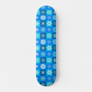 Blue Snowflakes Pattern Skateboard