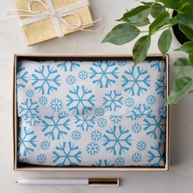 Blue Snowflakes Pattern Tissue Paper (Gift)