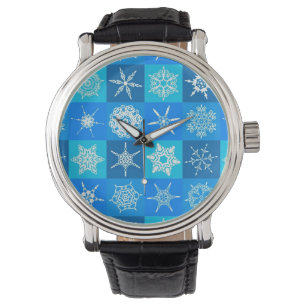 Blue Snowflakes Pattern Watch