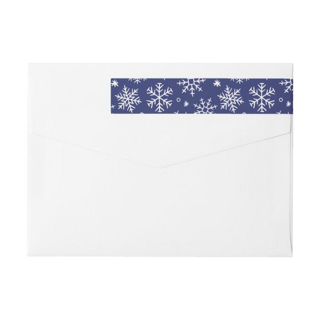Blue Snowflakes Pattern Wrap Around Label (Back)