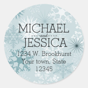 Blue Snowflakes Personalized Classic Round Sticker