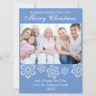 Blue Snowflakes Photo - 6.5x9 Christmas Card