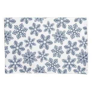 Blue snowflakes pillowcase