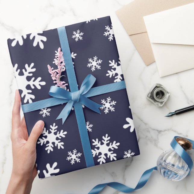 Blue Snowflakes Snow Winter Christmas Holidays Wrapping Paper (Gifting)