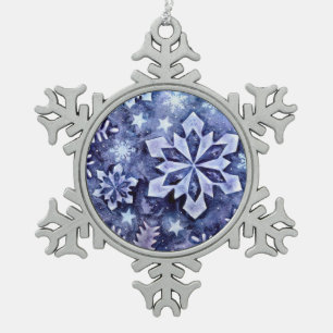 Blue Snowflakes Snowflake Pewter Christmas Ornament