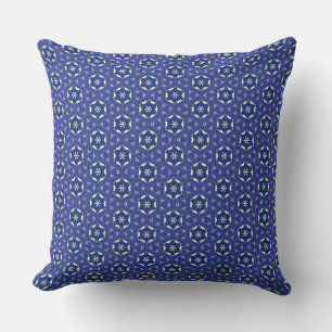 Blue Snowflakes Star Thow Coussin