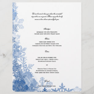 Blue Snowflakes sur le menu Mariage blanc