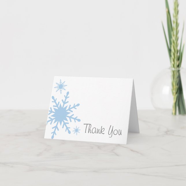 Blue Snowflakes Thank You Card (Front)