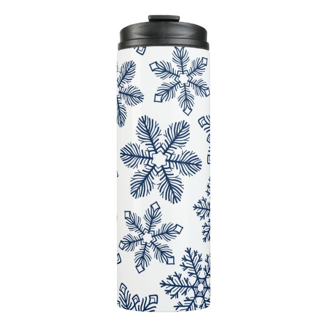 Blue snowflakes thermal tumbler (Front)