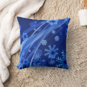 Blue Snowflakes Throw Pillow