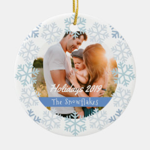 Blue Snowflakes Vacances Ornement en céramique bla