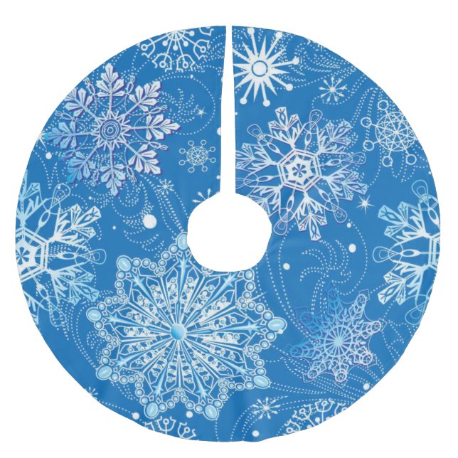 BLUE SNOWFLAKES VINTAGE CHRISTMAS TREE SKIRT (Front)