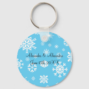 Blue snowflakes wedding favours keychain