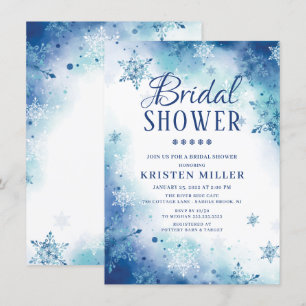 Blue Snowflakes Winter Bridal Shower Invitation