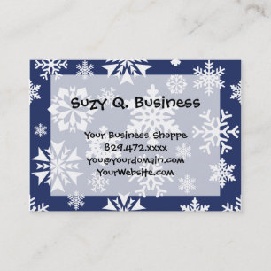 Blue Snowflakes Winter Christmas Holiday Pattern Business Card