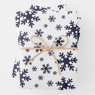 Blue Snowflakes Winter Christmas Holidays Wrapping Paper Sheet