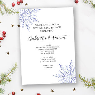 Blue Snowflakes Winter Post Wedding Brunch Invitation