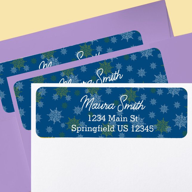 Blue snowflakes winter return address (Creator Uploaded)