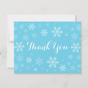Blue Snowflakes Winter Thank You Card