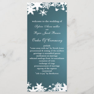 blue snowflakes winter wedding program