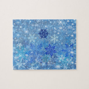 Blue Snowflics Design Jigsaw Puzzle