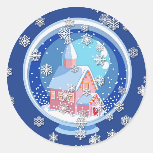 Blue Snowglobe Sticker (Front)