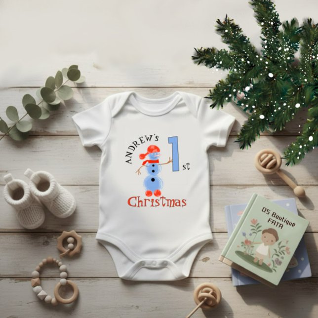 Blue snowman baby bodysuit (Creator Uploaded)
