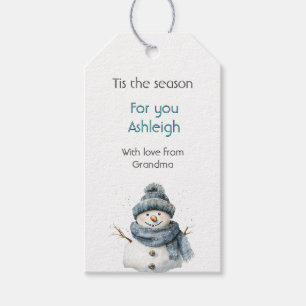 Blue Snowman Christmas Gift Tags