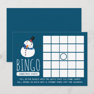 Blue Snowman, Christmas Party Bingo Invitation