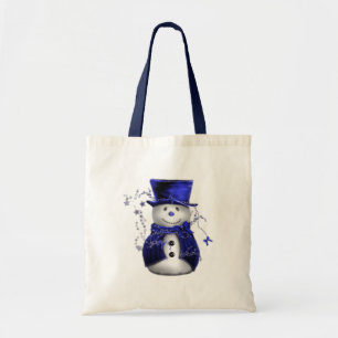 Blue Snowman Christmas Tote Bag