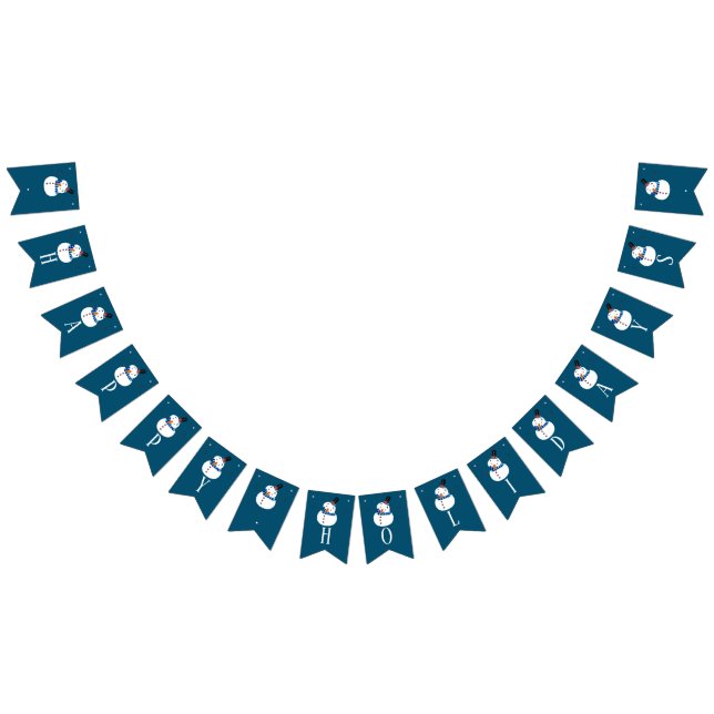 Blue Snowman, Happy Holidays Bunting Flags (All)