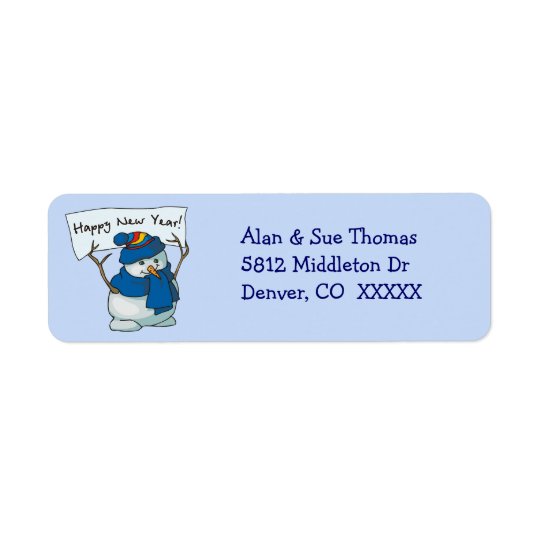Blue Snowman Return Address Label
