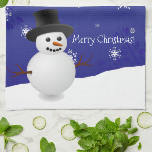Blue Snowman Winter Scène Noël Cuisine Serviette