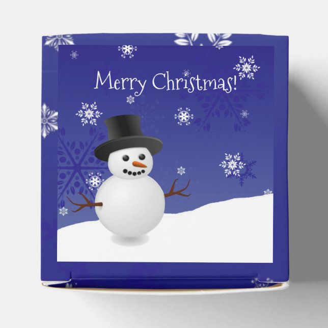 Blue Snowman Winter Scenery Christmas Favour Box (Top)