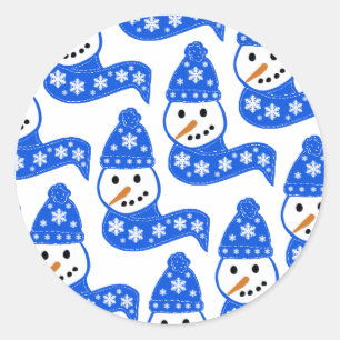 Blue Snowmen Stickers