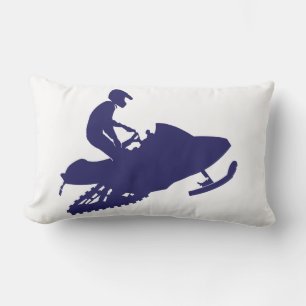 Blue Snowmobiler Snowmobiler Lumbar Pillow