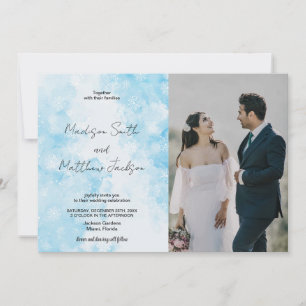 Blue Snows Nuage Mariage Invitations avec photo