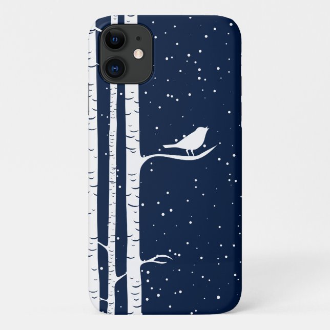 Blue Snowy Birch Trees Case-Mate iPhone Case (Back)