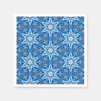 Blue snowy floral pattern napkin