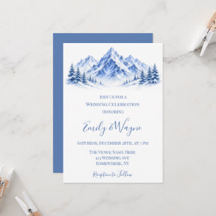 Blue Snowy Mountains Wedding Celebration Invitation