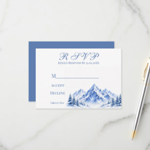 Blue Snowy Mountains Wedding RSVP Cards