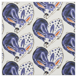 Blue Snuggle Bunny Love Rabbit Heart Design Cute Fabric