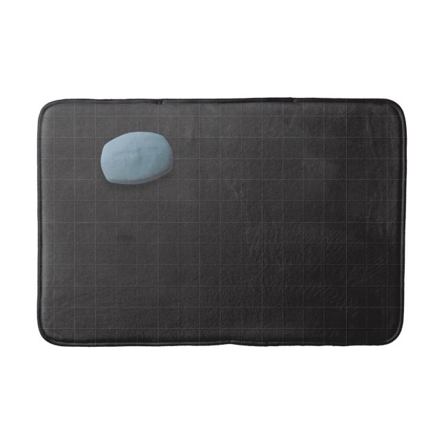 Blue Soap on Black Tile Bath Mat (Front)