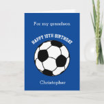Blue Soccer 10th Birthday Card<br><div class="desc">A blue soccer sport 10th birthday card for grandson, godson, son, etc who play soccer or are soccer fans. You can easily personalize the front of this blue sports birthday card with his name. The inside reads a birthday message, which you can easily edit as well. You can personalize the...</div>