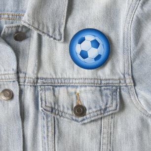 Blue Soccer Ball 2 Inch Round Button