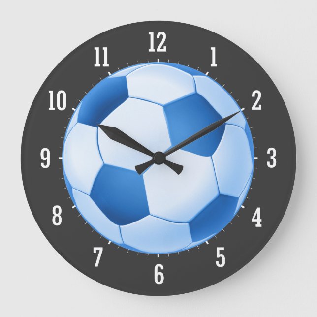 Blue Soccer Ball Large Clock (Front)