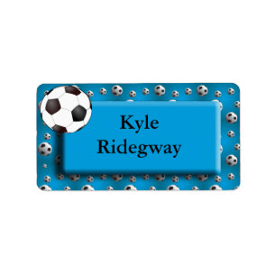 Blue Soccer Ball Name Label