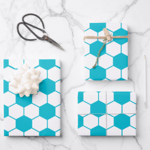 Blue Soccer ball pattern Wrapping Paper
